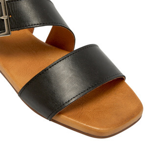 Carl Scarpa Vicenza Black Leather Flat Sandals